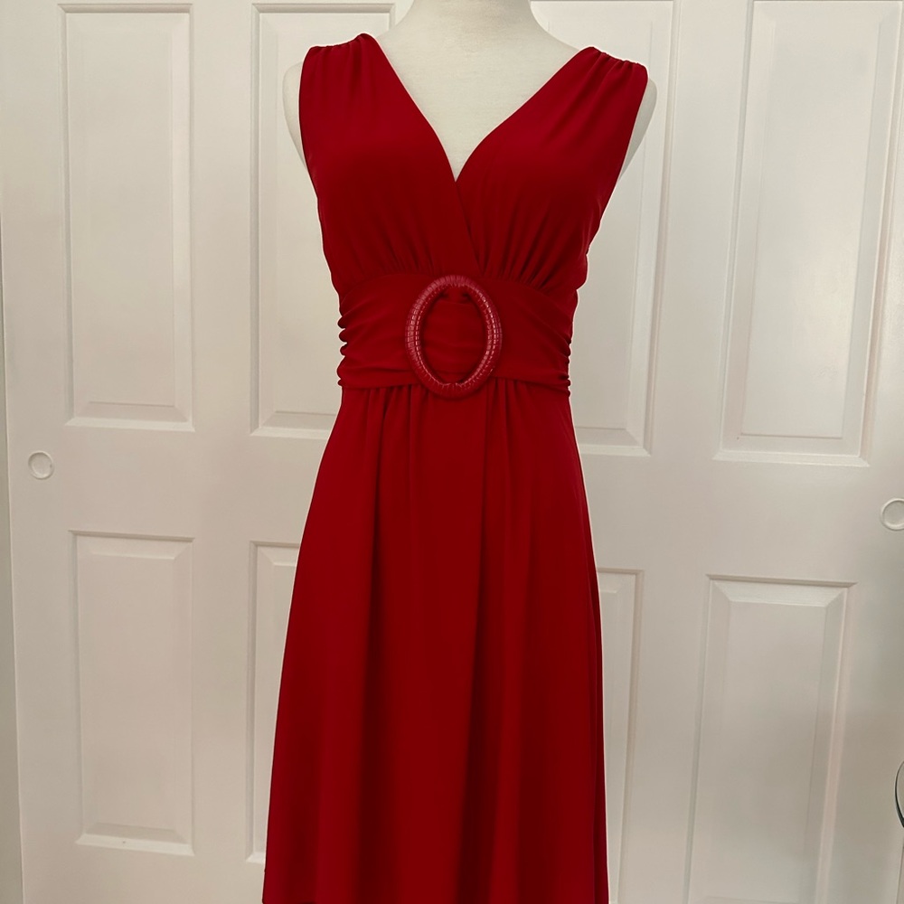 Red Pleated Midi Sundress